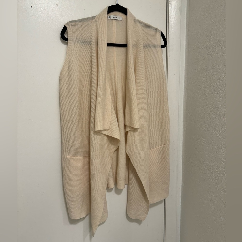 Vince sleeveless open front cardigan Cashmere/Wool blend Cream